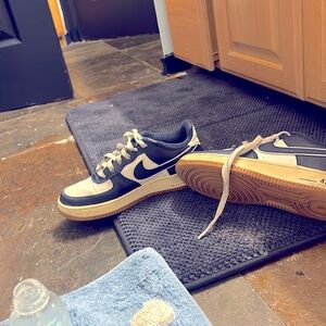 Nike Air Force ones great condition white and blue 5 1/2 for boys